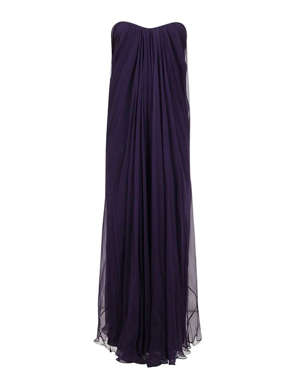 Alexander McQueen Strapless Deep Purple Chiffon Gown